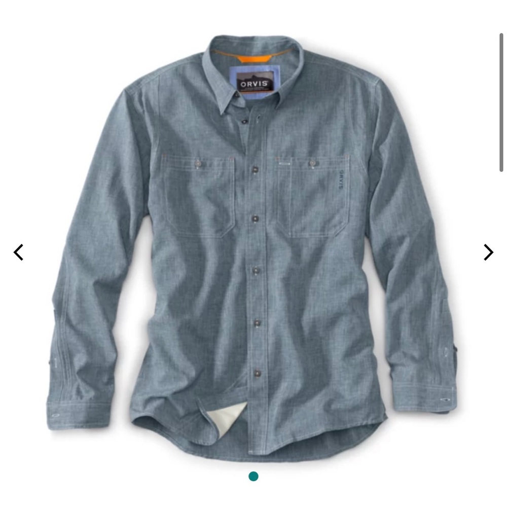 NWT Orvis UPF 30 Button Up Chambray Shirt